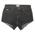 Womens Black Cotton Blend Denim Casual Shorts M W30 Frayed Hem