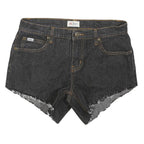 Womens Black Cotton Blend Denim Casual Shorts M W30 Frayed Hem