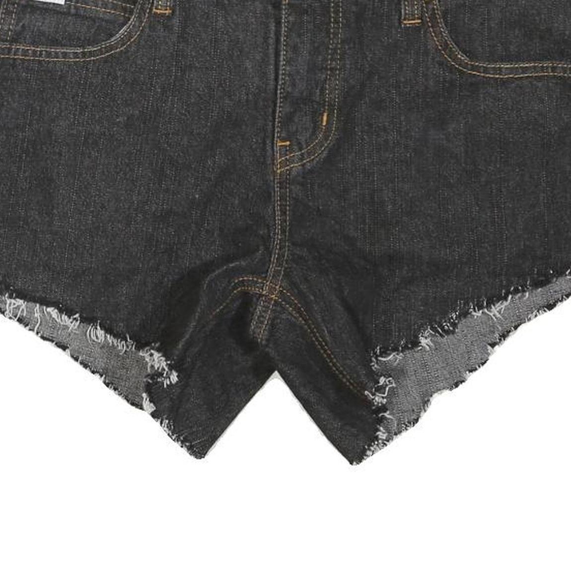 Womens Black Cotton Blend Denim Casual Shorts M W30 Frayed Hem