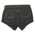 Womens Black Cotton Blend Denim Casual Shorts M W30 Frayed Hem