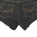 Womens Black Cotton Blend Denim Casual Shorts M W30 Frayed Hem