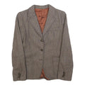 SIR Womens Brown Wool Check Jacket S Woven Classic Button Closure Blazer