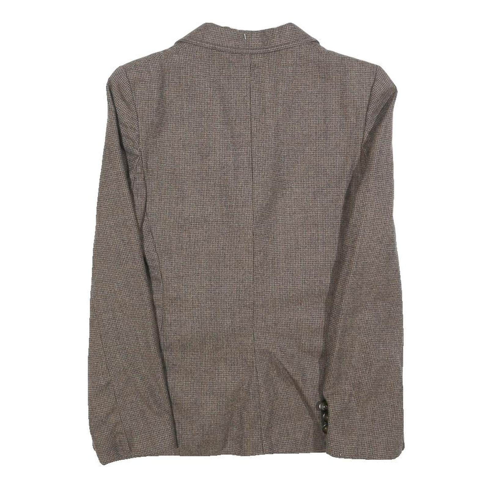 SIR Womens Brown Wool Check Jacket S Woven Classic Button Closure Blazer