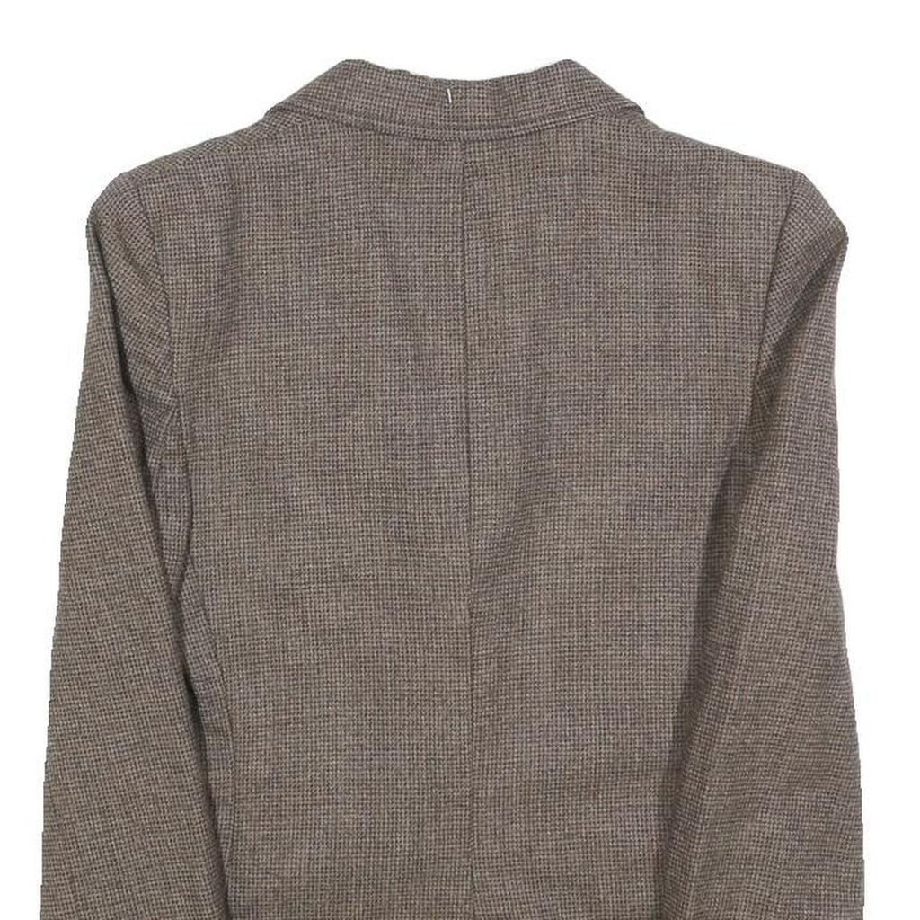 SIR Womens Brown Wool Check Jacket S Woven Classic Button Closure Blazer