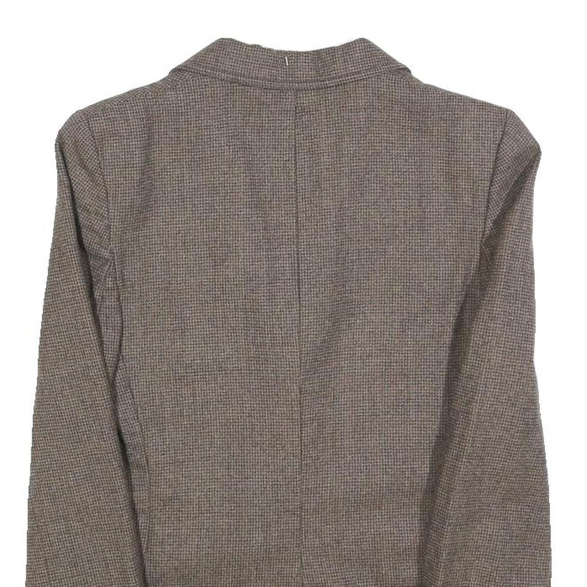 SIR Womens Brown Wool Check Jacket S Woven Classic Button Closure Blazer