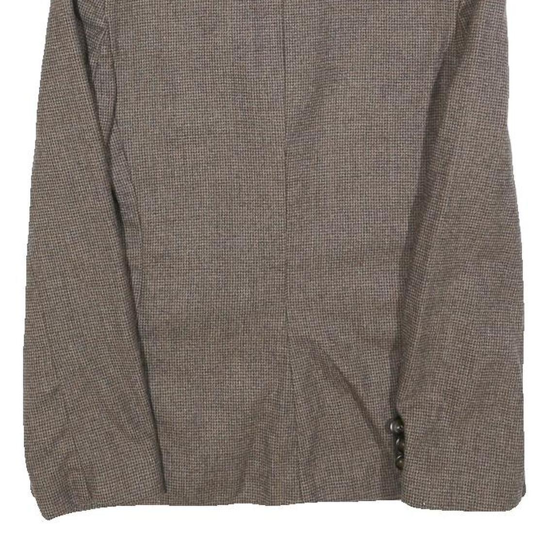 SIR Womens Brown Wool Check Jacket S Woven Classic Button Closure Blazer