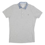 DIESEL Mens Grey & Blue Denim Collar Cotton Blend Short Sleeve Polo Shirt M