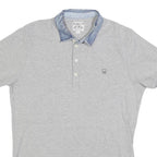 DIESEL Mens Grey & Blue Denim Collar Cotton Blend Short Sleeve Polo Shirt M