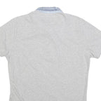 DIESEL Mens Grey & Blue Denim Collar Cotton Blend Short Sleeve Polo Shirt M