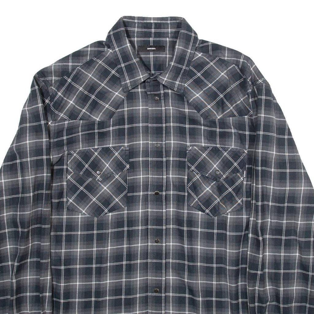 DIESEL Mens Shirt Black Check Long Sleeve L