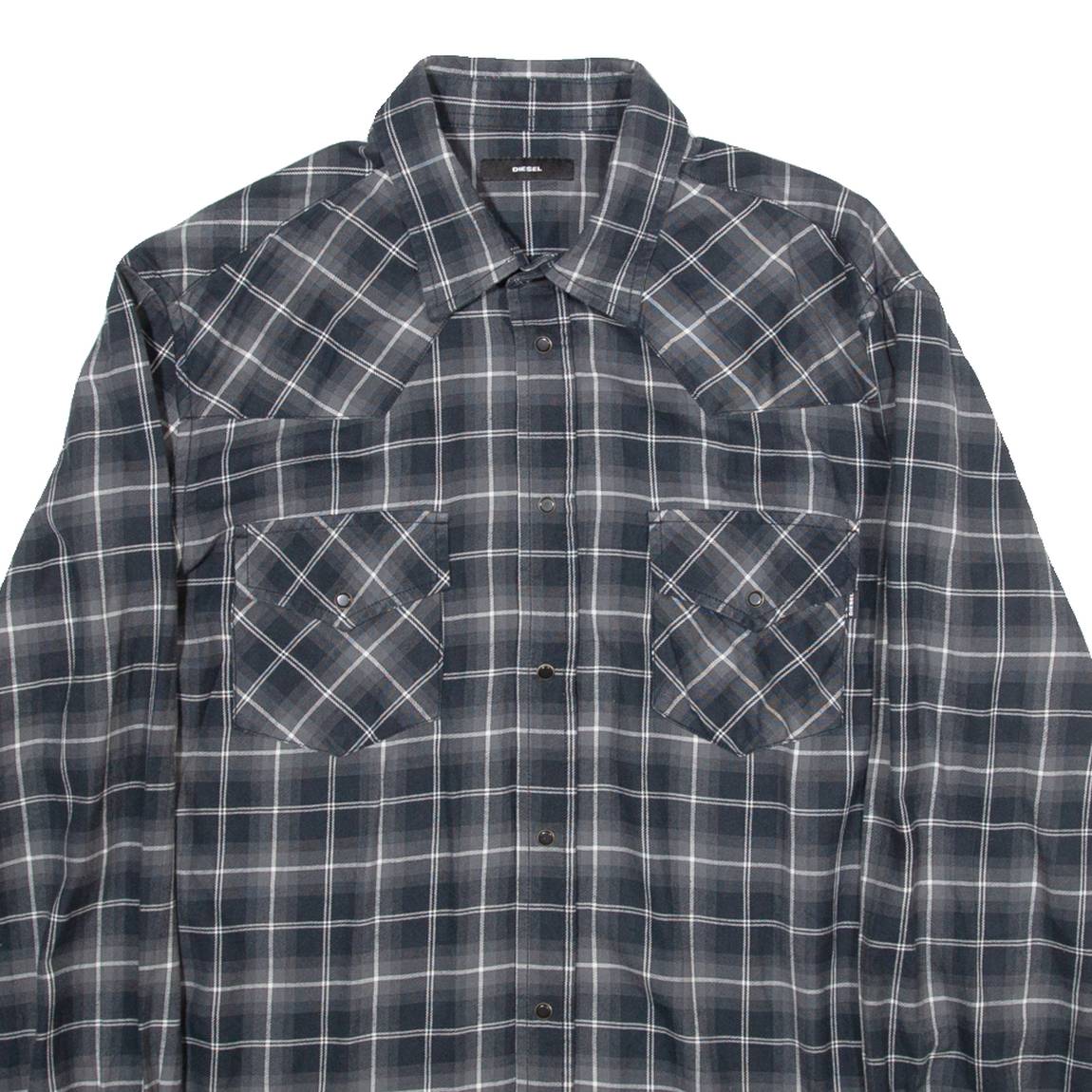 DIESEL Mens Shirt Black Check Long Sleeve L