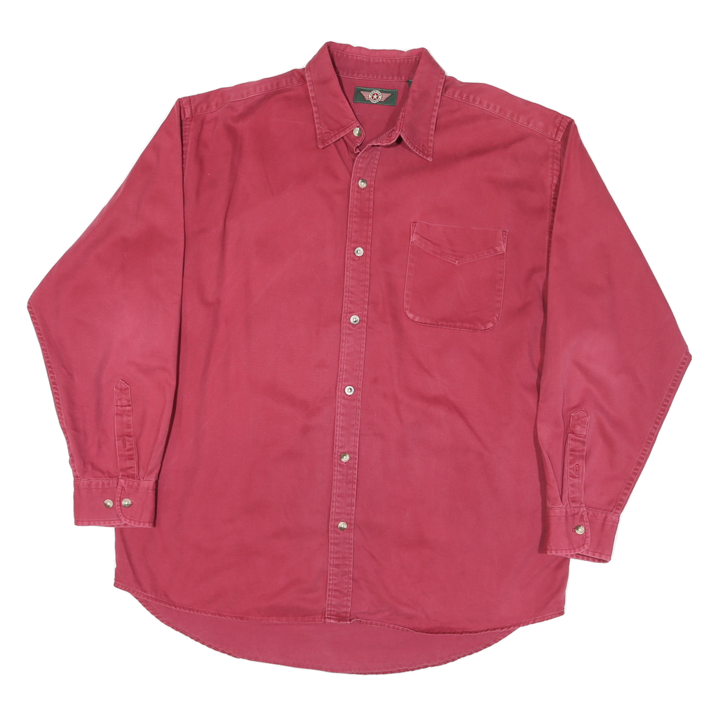 AMERICAN OUTPOST Mens Red Plain Shirt XL Casual Button Down Cotton Blend