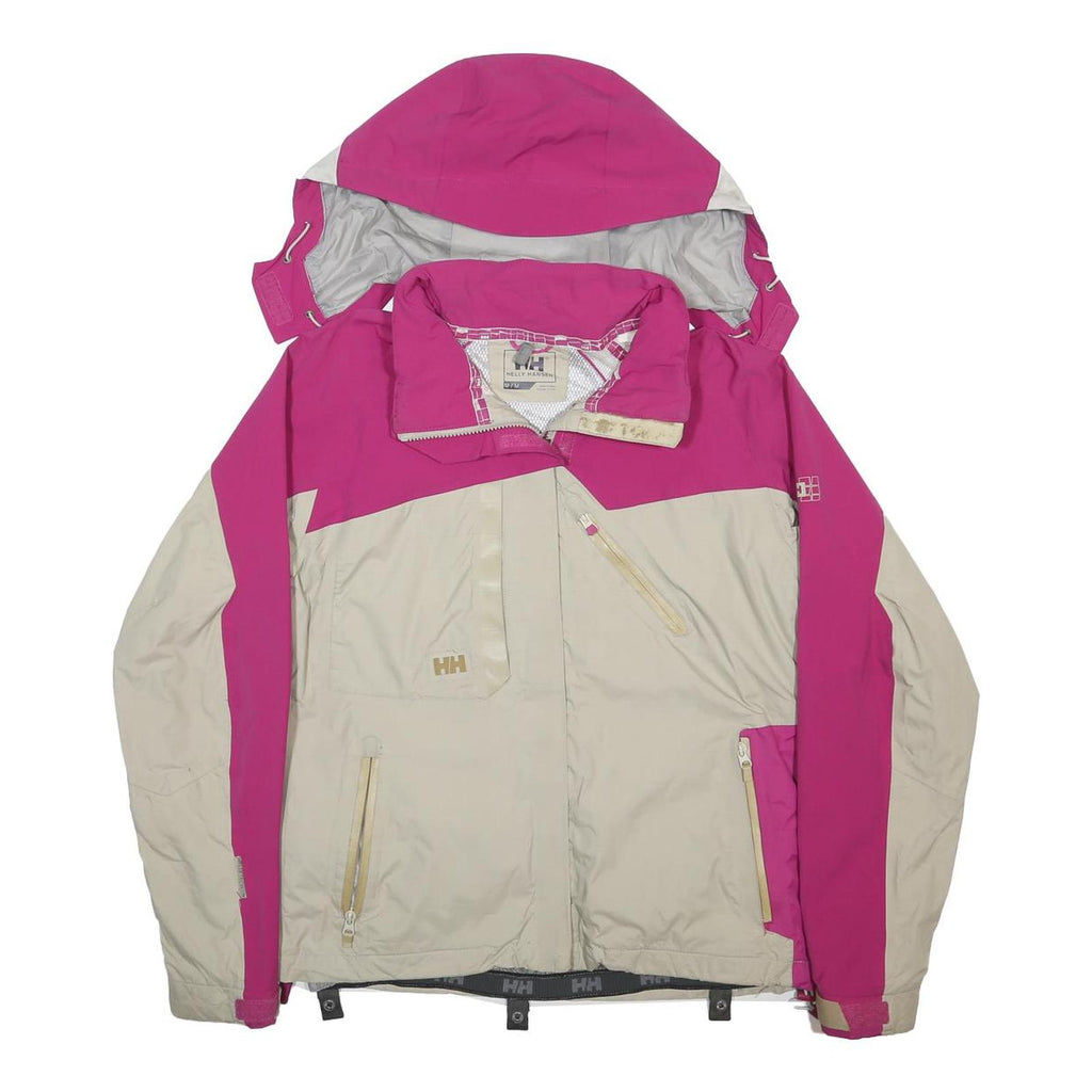 HELLY HANSEN Womens Pink & Cream Outdoor Jacket M Polyester Zip Hooded