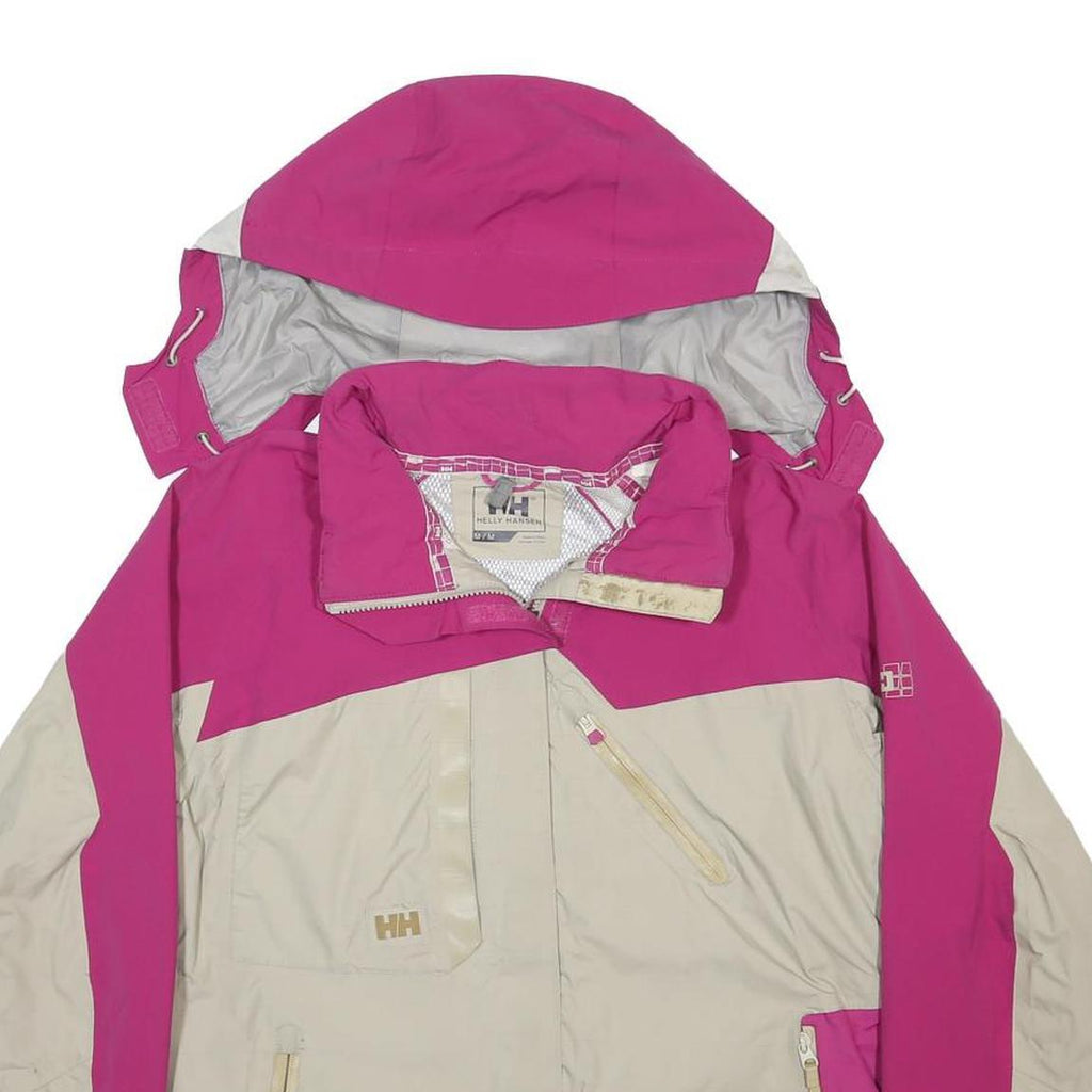 HELLY HANSEN Womens Pink & Cream Outdoor Jacket M Polyester Zip Hooded