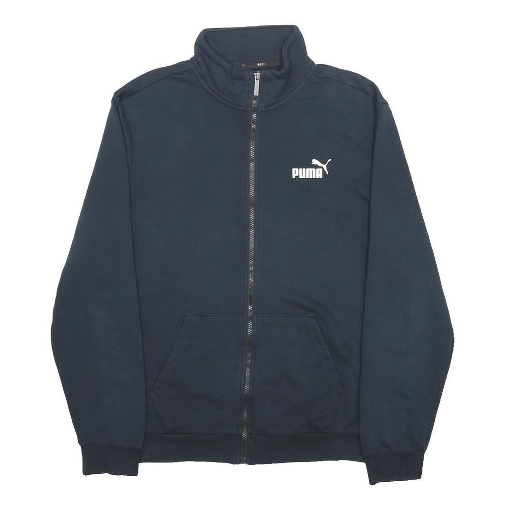 PUMA Mens Black Jacket L Cotton Blend Zip Plain Sportswear Casual Outerwear