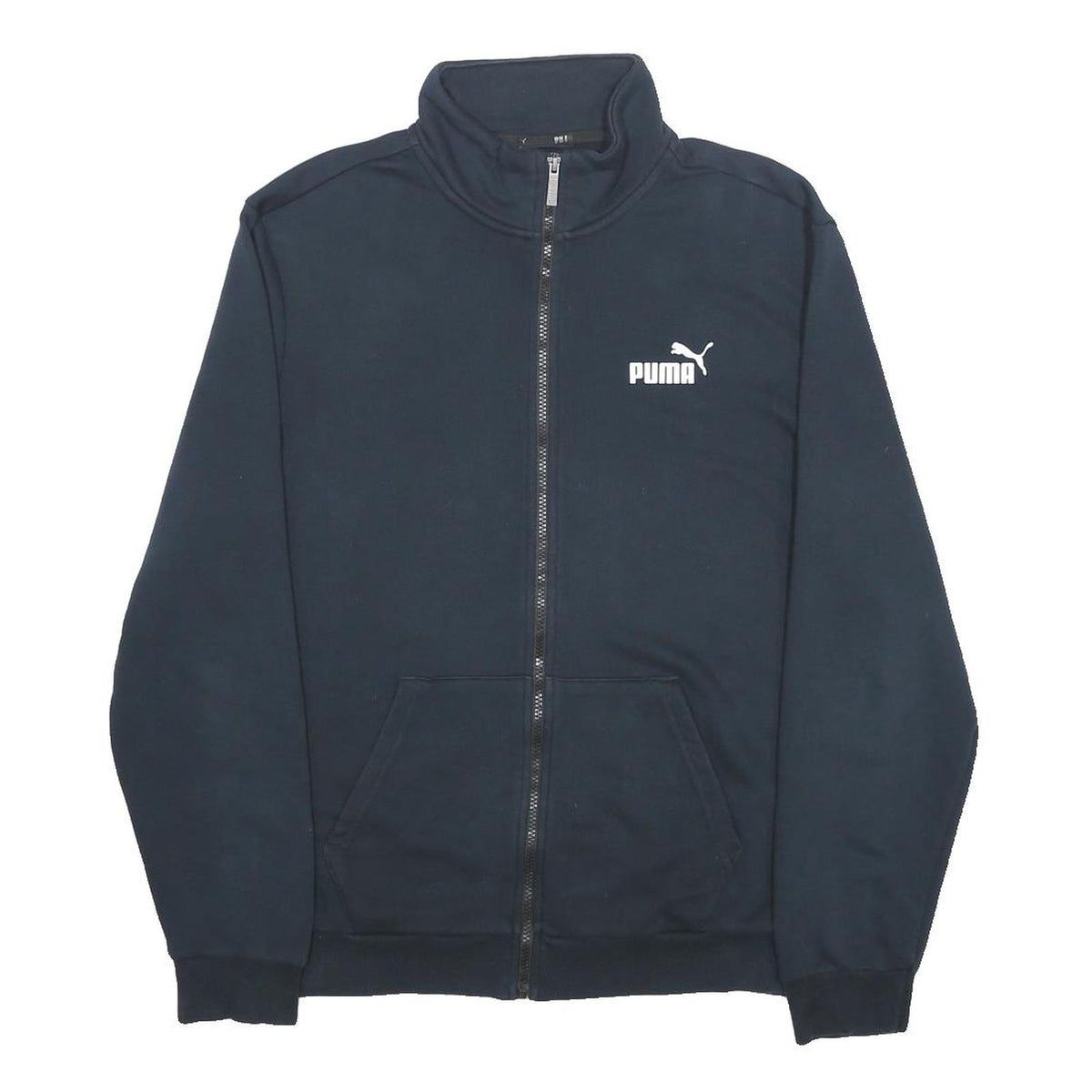 PUMA Mens Black Jacket L Cotton Blend Zip Plain Sportswear Casual Outerwear