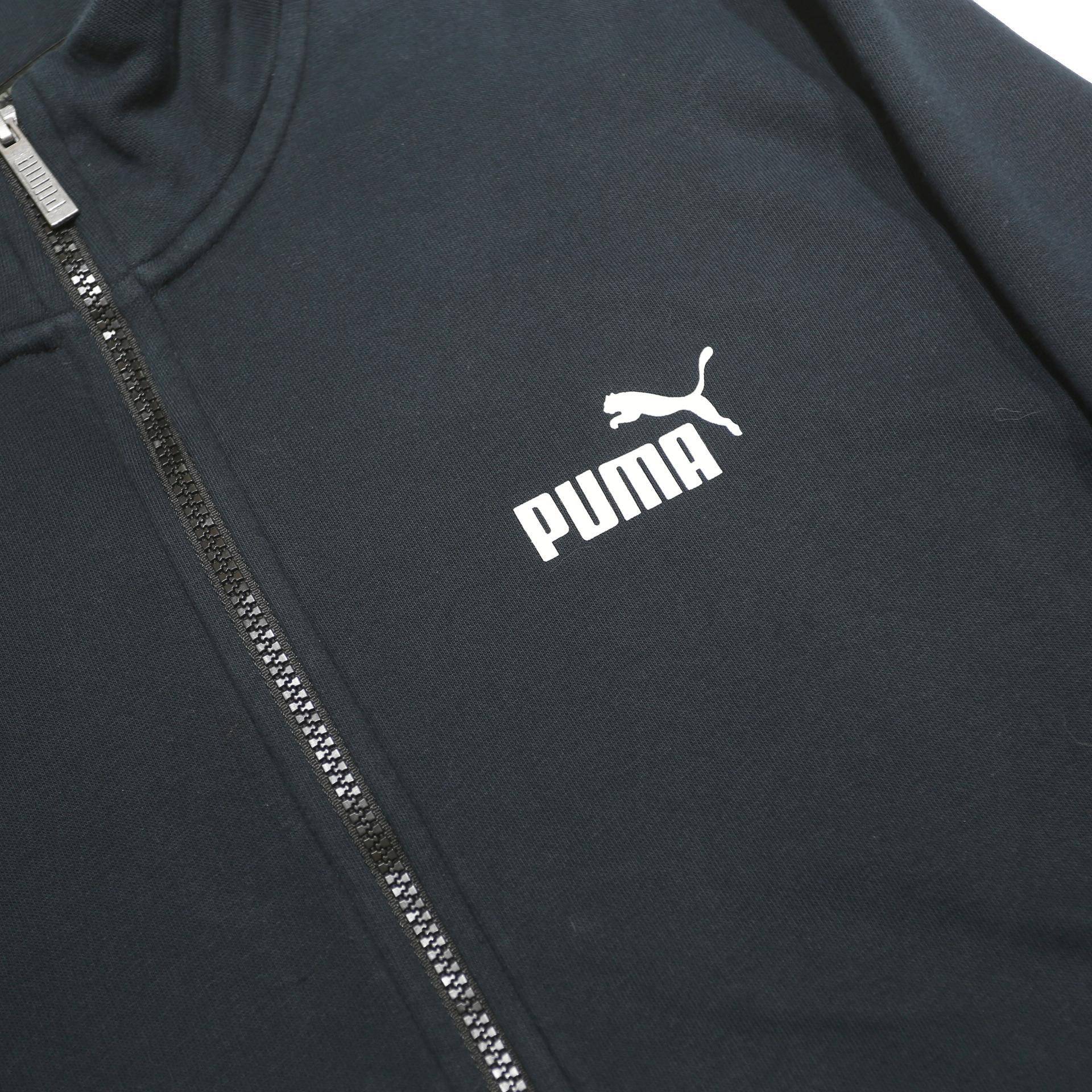PUMA Mens Black Jacket L Cotton Blend Zip Plain Sportswear Casual Outerwear