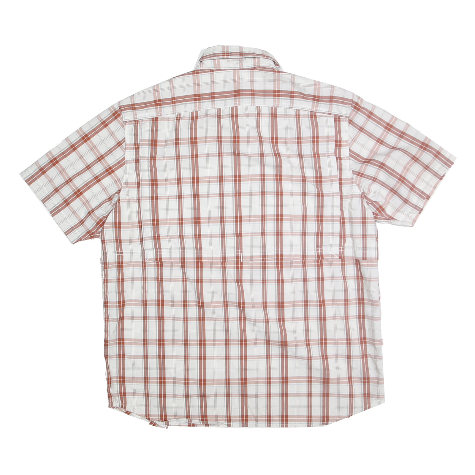 CARHARTT Mens White & Rust Check Shirt L Cotton Blend Short Sleeve Casual Work