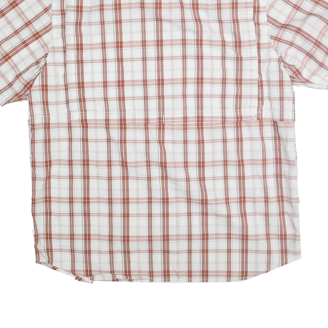 CARHARTT Mens White & Rust Check Shirt L Cotton Blend Short Sleeve Casual Work