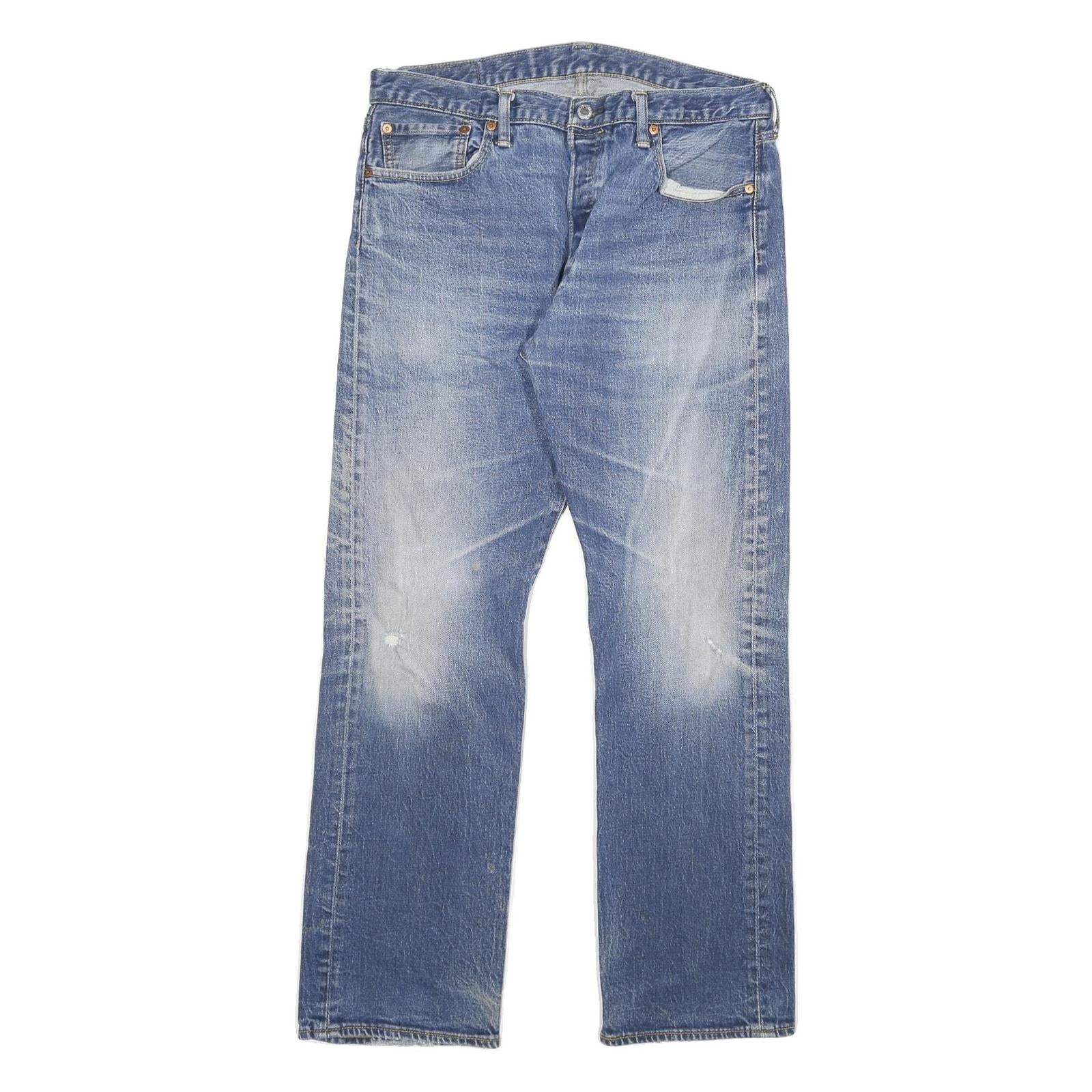 LEVI'S 501 Mens Blue Regular Straight Denim Medium W34 L32 Button Closure Jeans