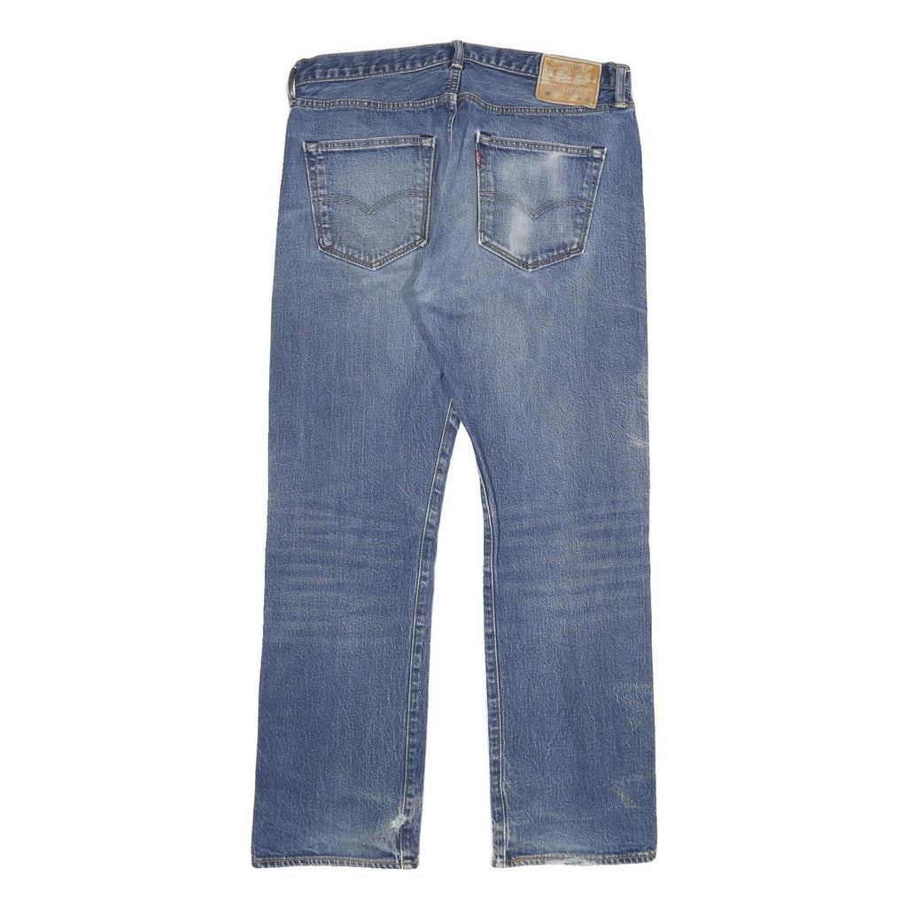 LEVI'S 501 Mens Blue Regular Straight Denim Medium W34 L32 Button Closure Jeans