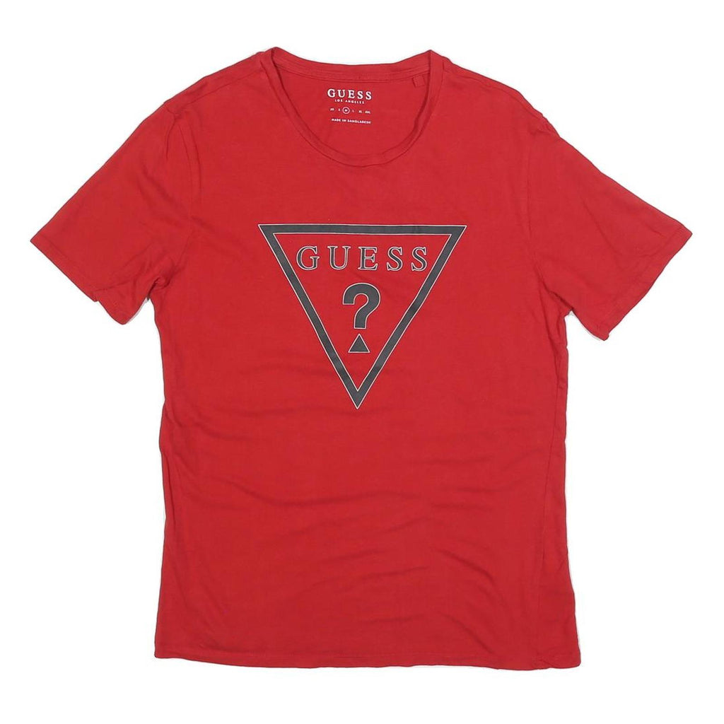 GUESS Mens Red Graphic T-Shirt M Short Sleeve Crew Neck Cotton Blend