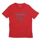 GUESS Mens Red Graphic T-Shirt M Short Sleeve Crew Neck Cotton Blend
