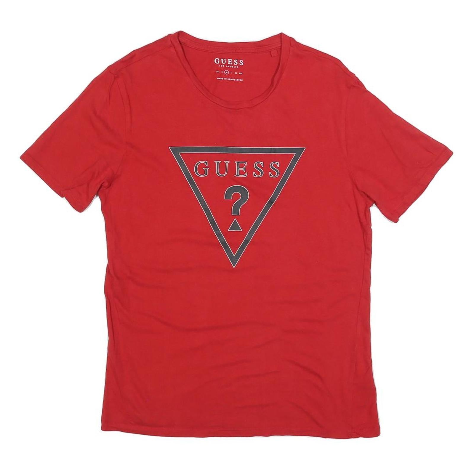 GUESS Mens Red Graphic T-Shirt M Short Sleeve Crew Neck Cotton Blend