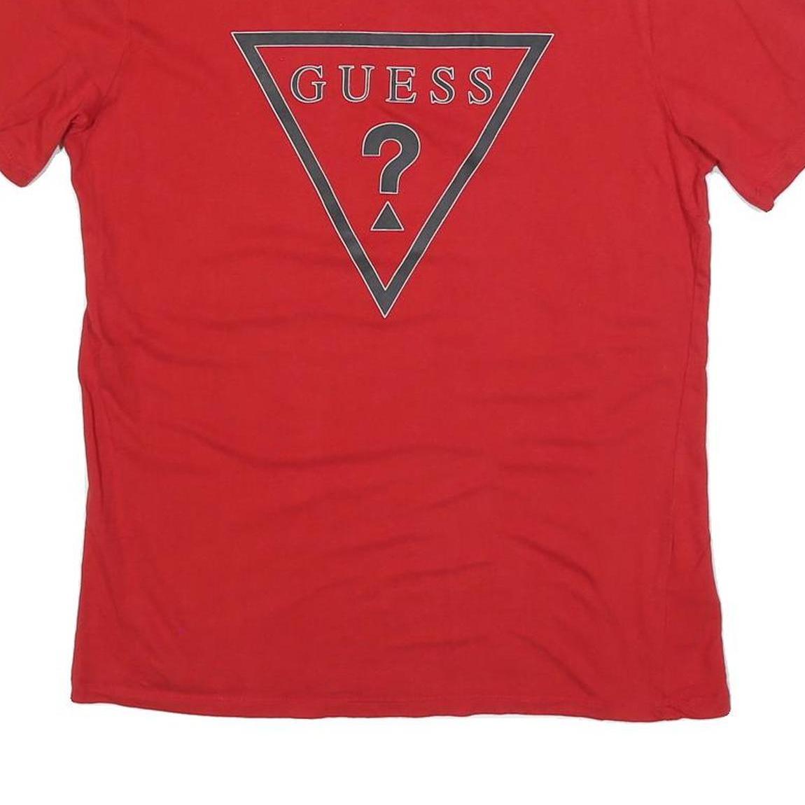 GUESS Mens Red Graphic T-Shirt M Short Sleeve Crew Neck Cotton Blend