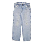 DICKIES Mens Regular Fit Light Blue Denim Jeans W33 L30 Workwear Utility Zip