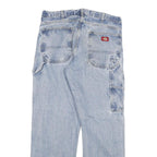 DICKIES Mens Regular Fit Light Blue Denim Jeans W33 L30 Workwear Utility Zip