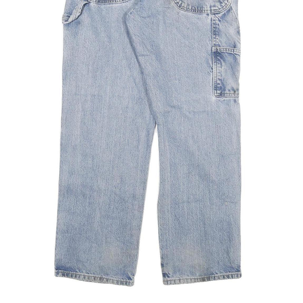 DICKIES Mens Regular Fit Light Blue Denim Jeans W33 L30 Workwear Utility Zip