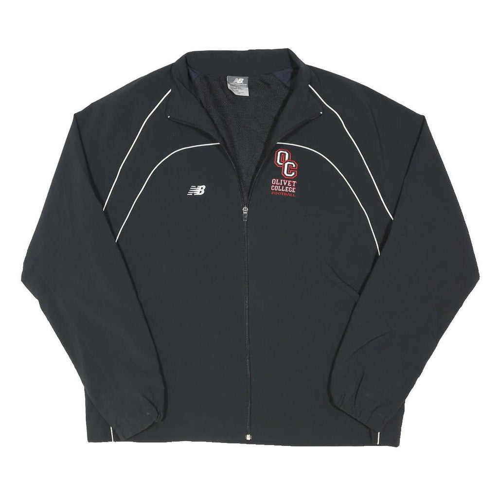 NEW BALANCE Mens Black Olivet College Football Track Jacket L Nylon Zip Athletic