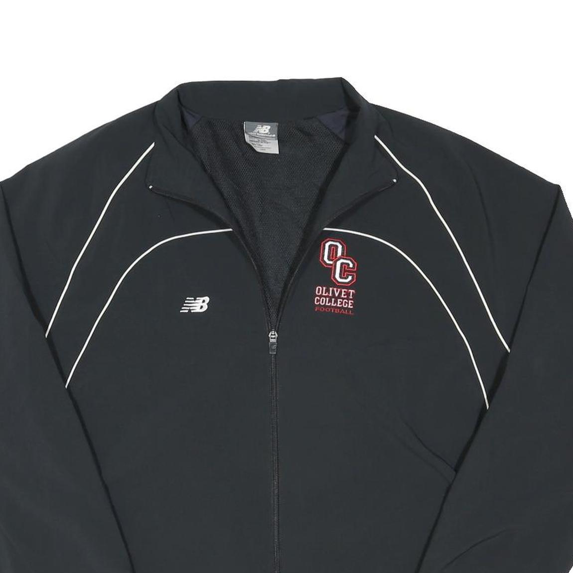 NEW BALANCE Mens Black Olivet College Football Track Jacket L Nylon Zip Athletic