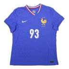 NIKE Mens Blue Football Shirt L Short Sleeve V-Neck 93 Genco Polyester Blend