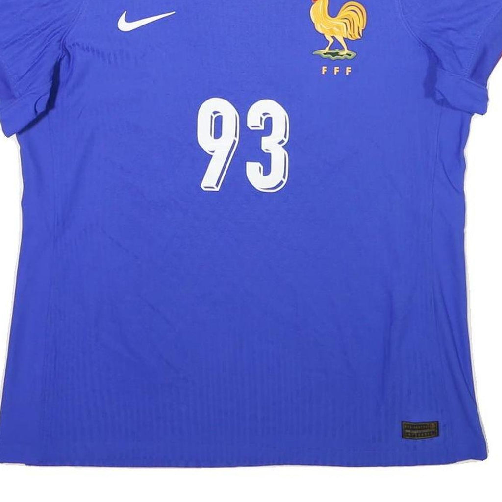 NIKE Mens Blue Football Shirt L Short Sleeve V-Neck 93 Genco Polyester Blend