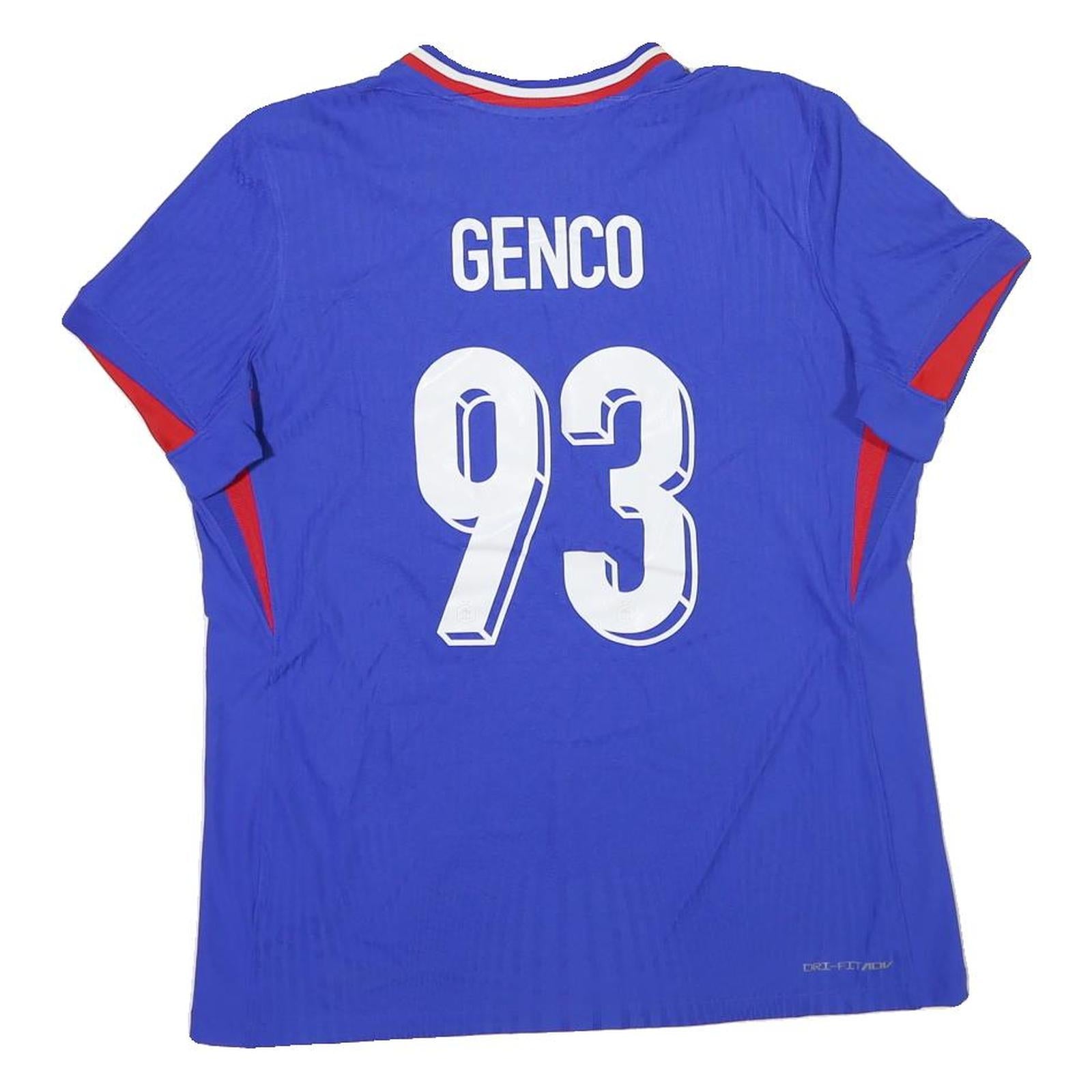 NIKE Mens Blue Football Shirt L Short Sleeve V-Neck 93 Genco Polyester Blend