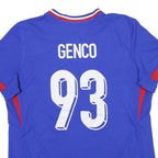 NIKE Mens Blue Football Shirt L Short Sleeve V-Neck 93 Genco Polyester Blend