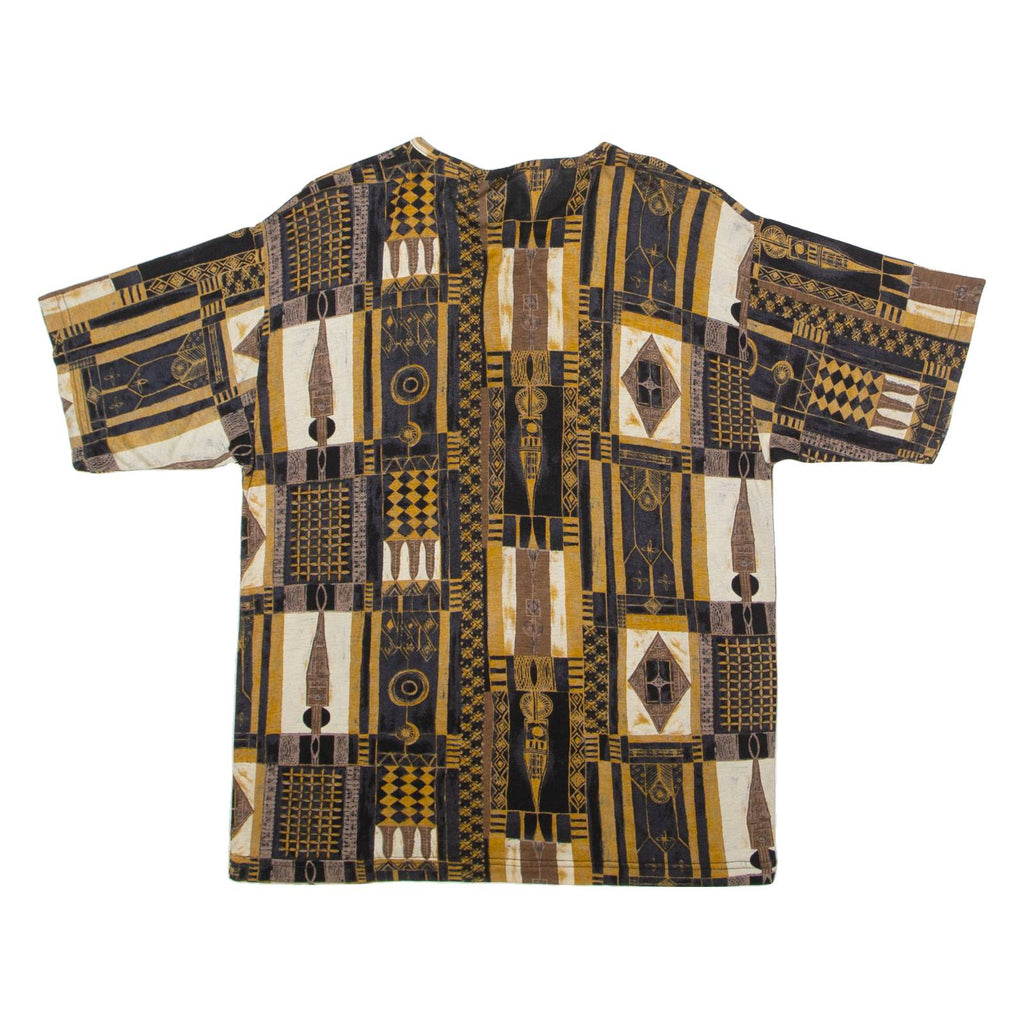 Womens T-Shirt Brown Button Neck L