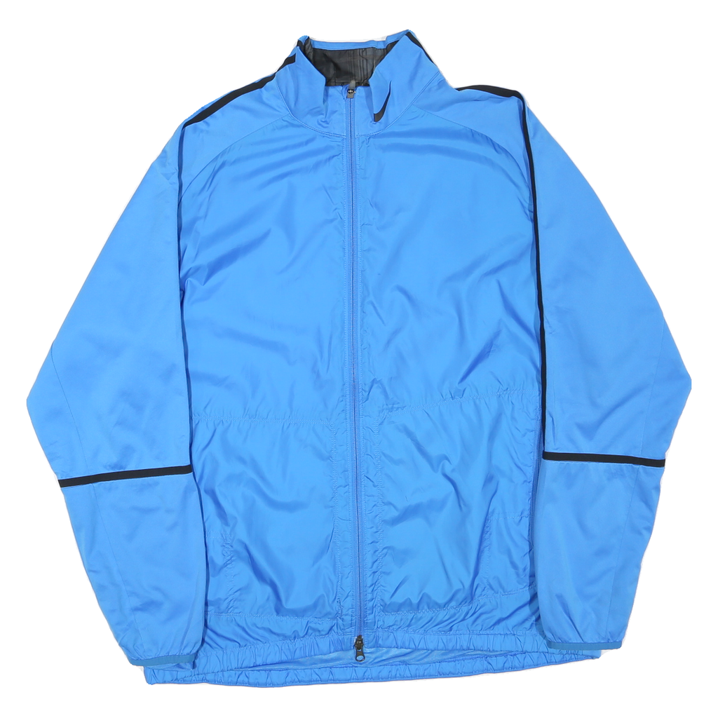 NIKE Mens Blue Jacket L Polyester Blend Plain Zip Sportswear Lightweight