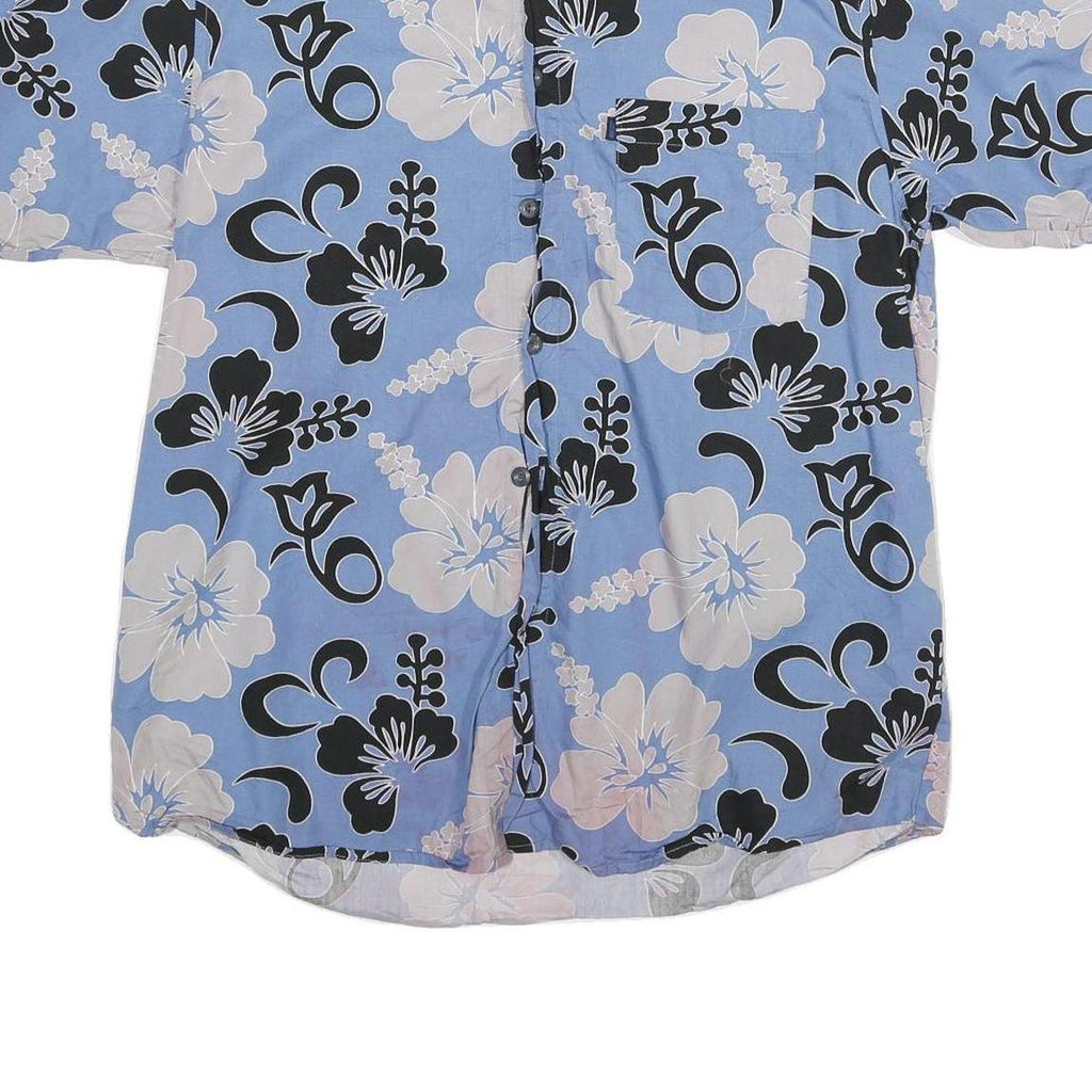PINEAPPLE CONNECTION Mens Blue & Cream Floral Short Sleeve Shirt M Hawaiian