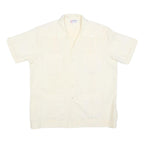 ROMANI Mens Cream & Cotton Blend Shirt L Short Sleeve Button Closure Pockets