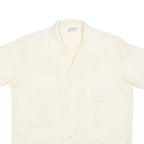 ROMANI Mens Cream & Cotton Blend Shirt L Short Sleeve Button Closure Pockets
