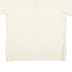 ROMANI Mens Cream & Cotton Blend Shirt L Short Sleeve Button Closure Pockets