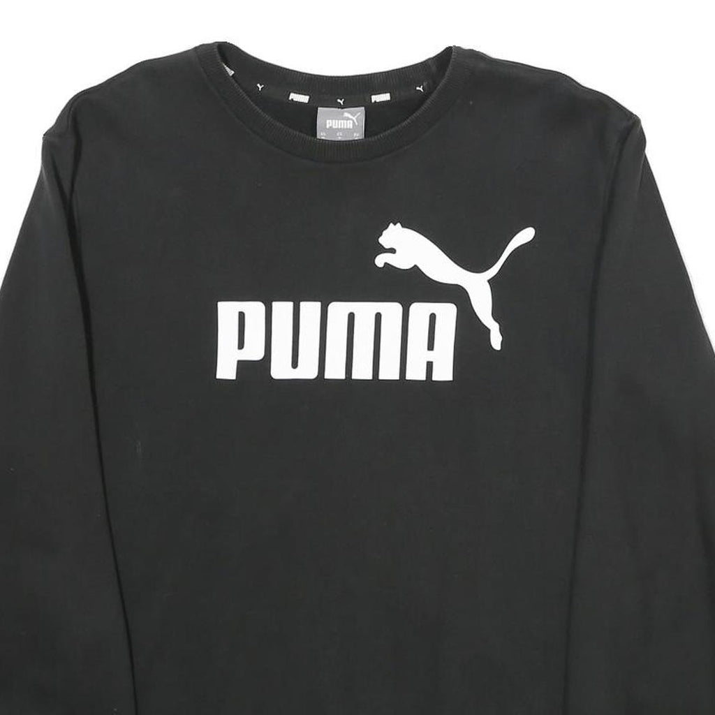 PUMA Mens Black Sweatshirt Crew Neck M Cotton Blend Logo Pullover