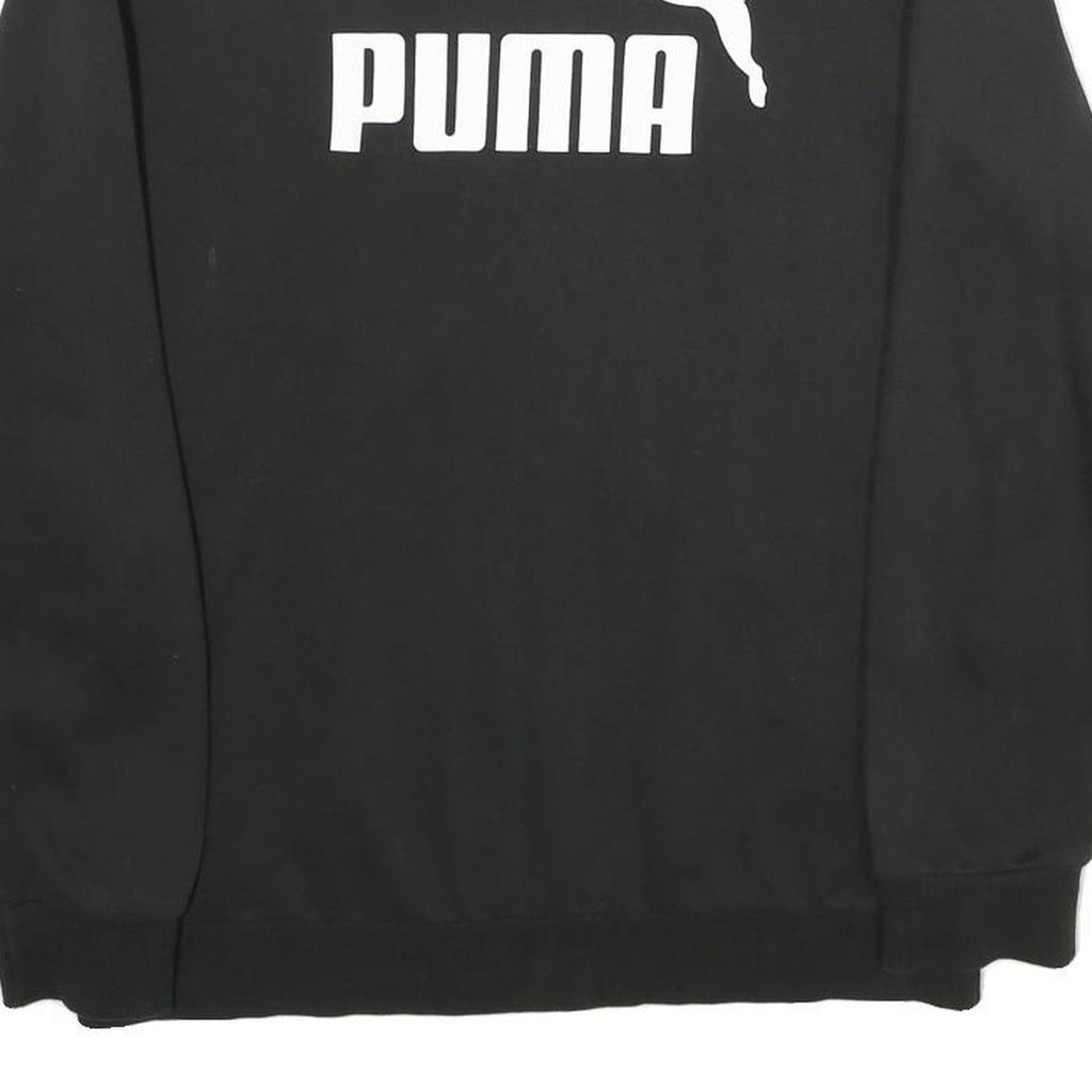 PUMA Mens Black Sweatshirt Crew Neck M Cotton Blend Logo Pullover