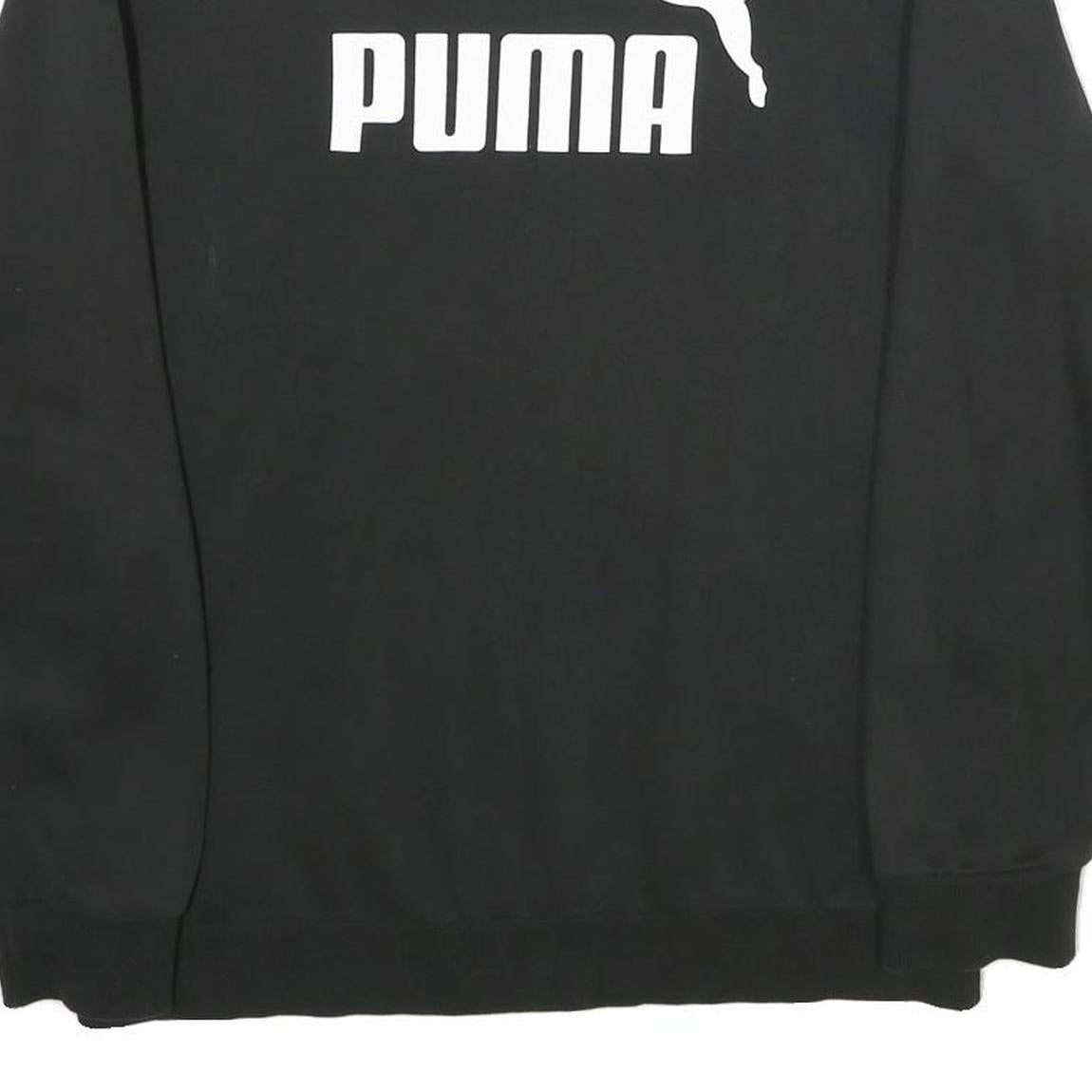 PUMA Mens Black Sweatshirt Crew Neck M Cotton Blend Logo Pullover