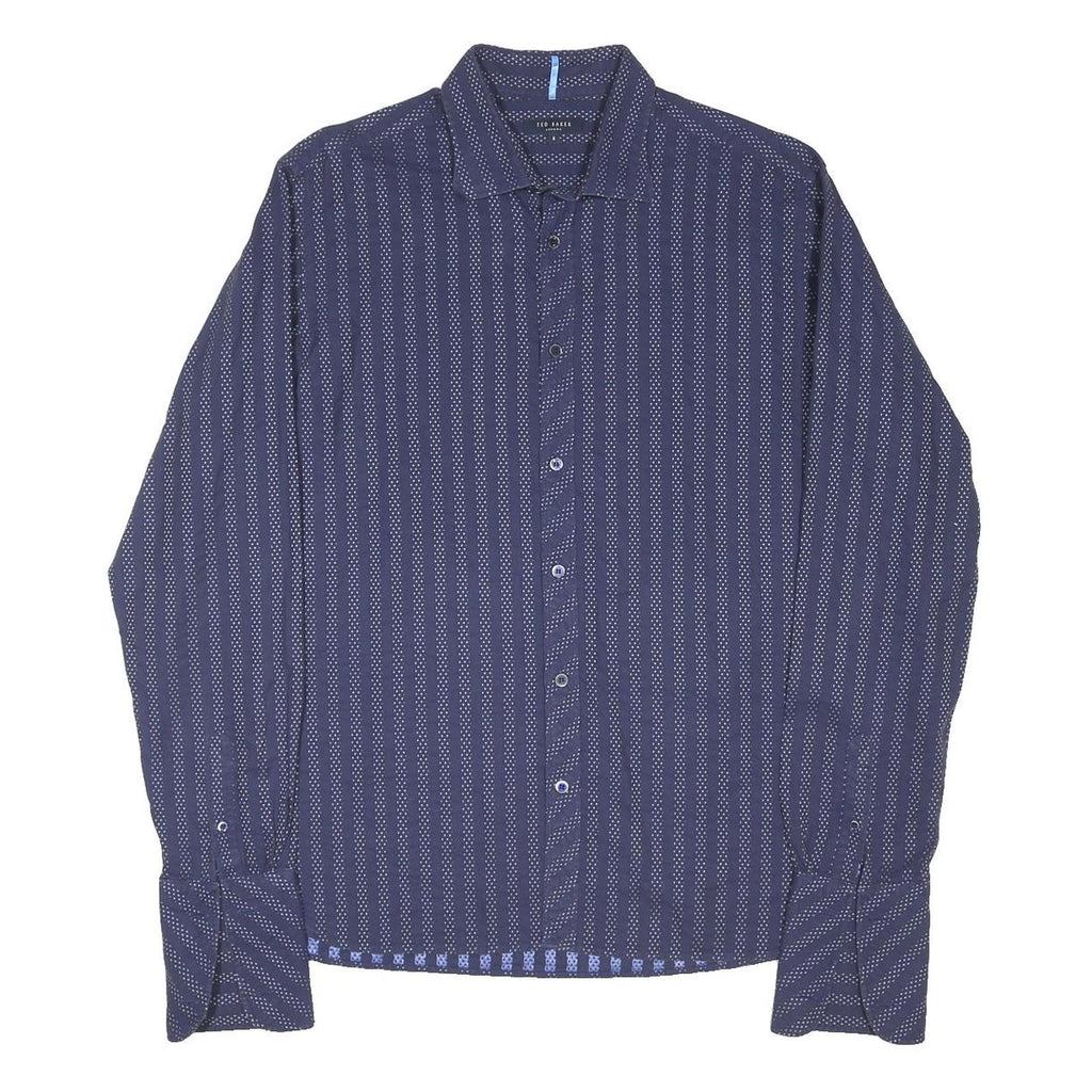 TED BAKER Mens Blue Check Pattern Shirt XL Cotton Blend Long Sleeve Button
