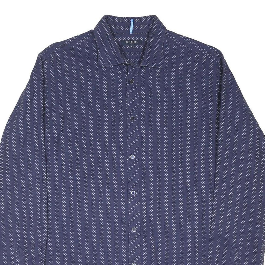 TED BAKER Mens Blue Check Pattern Shirt XL Cotton Blend Long Sleeve Button