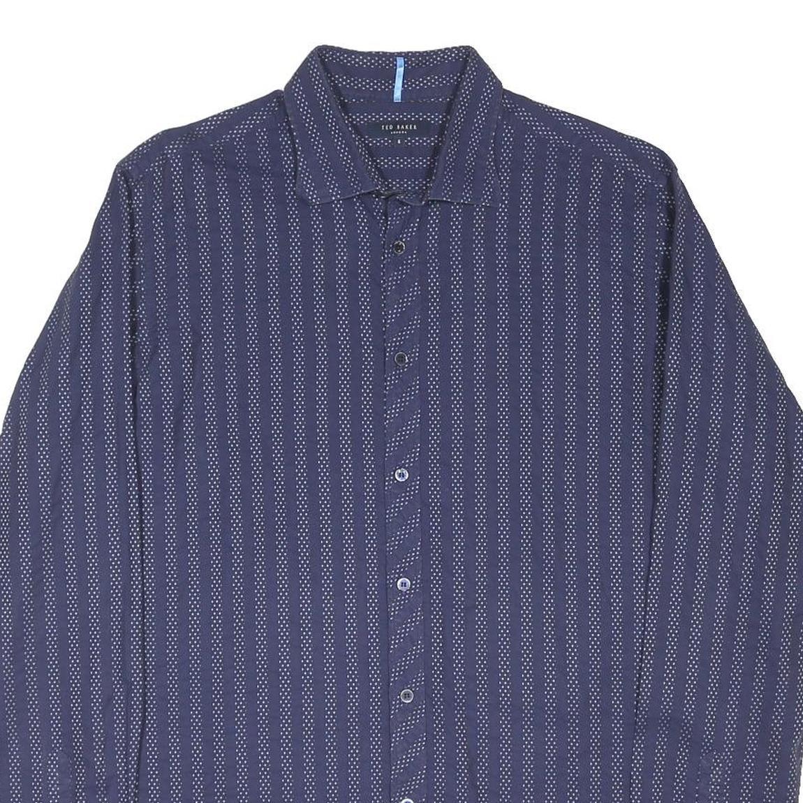 TED BAKER Mens Blue Check Pattern Shirt XL Cotton Blend Long Sleeve Button